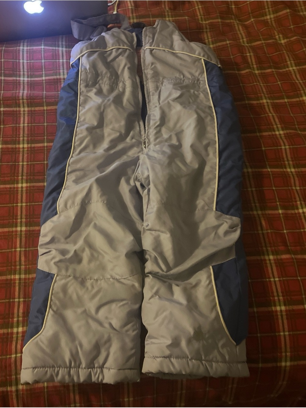 ZeroXposur Light Gray and Navy Ski Bib Pants with Contrast Piping
